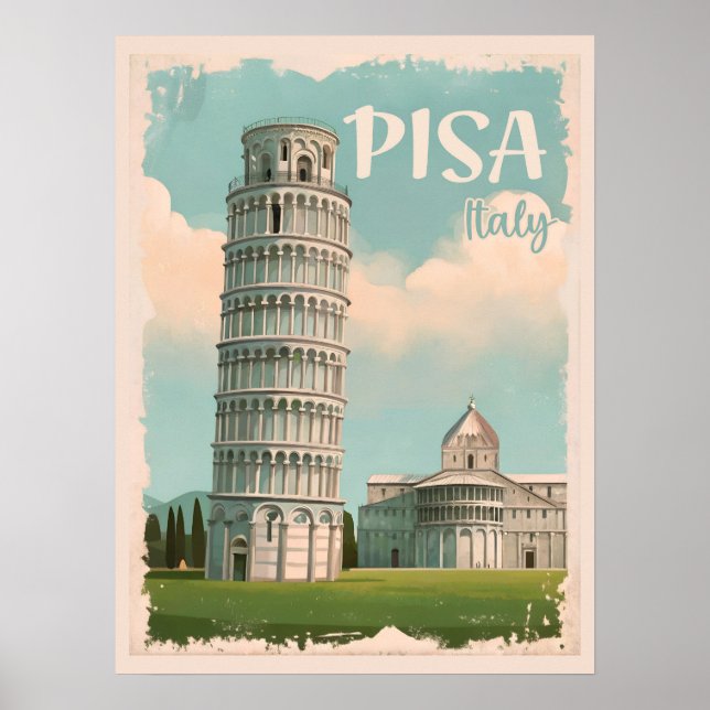 Pisa Italien - Leaning Torn, Piazza dei Miracoli Poster (Framsidan)