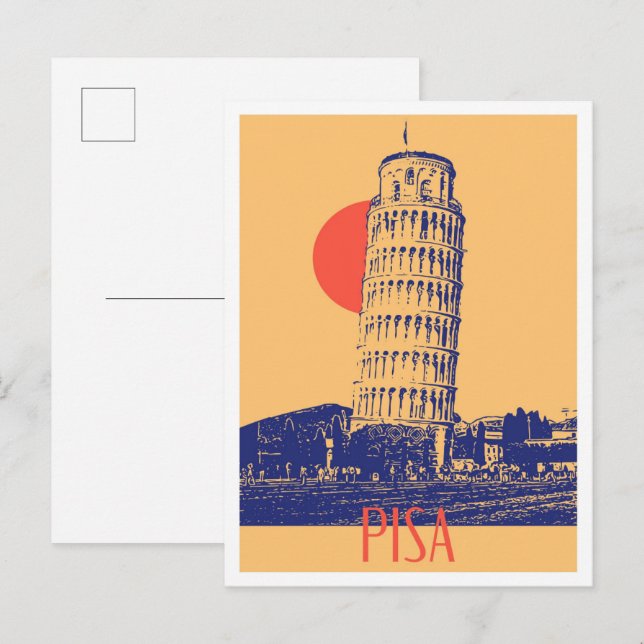 Pisa Italy Art vintage Travel Vykort (Fram/baksida)