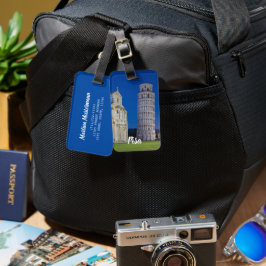 Pisa Leaning Torn Night Panorama Italien Gift Bagagebricka