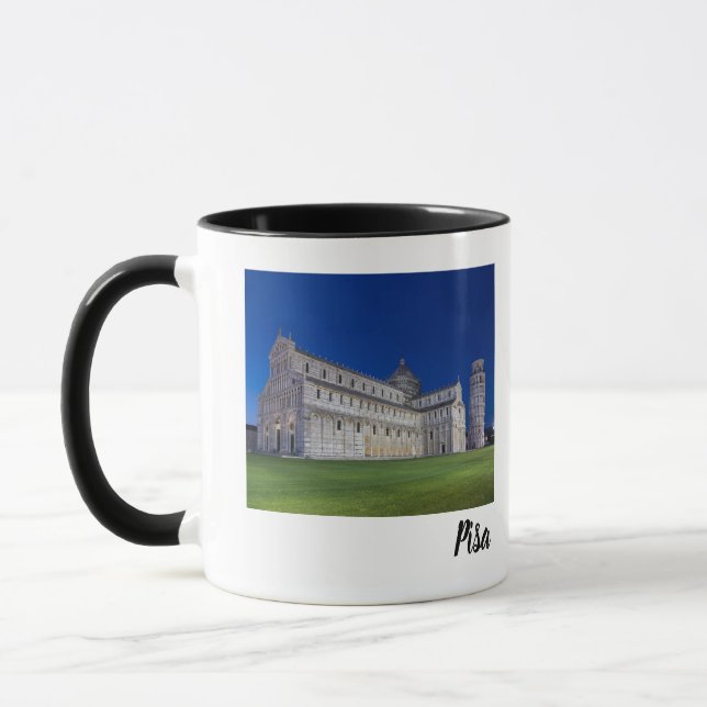Pisa Leaning Torn Night Panorama Italien Gift Mugg (Vänster)