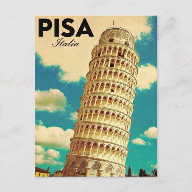Pisa lutande torn Italien Vykort (Framsida)