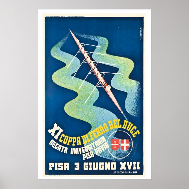 Pisa-Pavia Universitetsroddtävling Italien Roddtäv Poster (Framsidan)