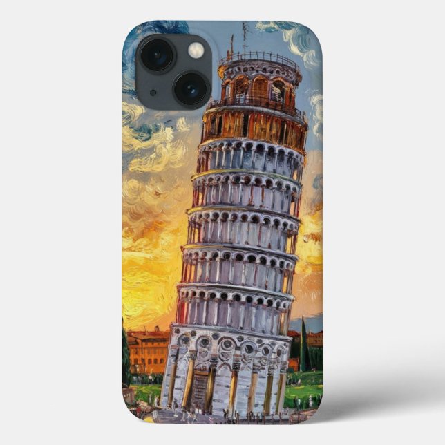 Pisa Tower: Sunset Impressionist Oil Art (Baksida)