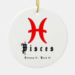 Pisces, 19 februari-20 mars julgransprydnad keramik