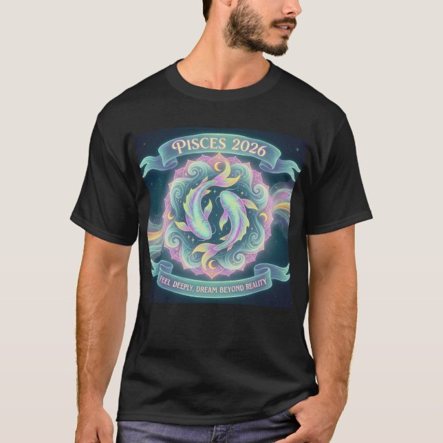 Pisces 2026 Zodiac Mandala | Water Sign Astrology  T Shirt (Framsida)