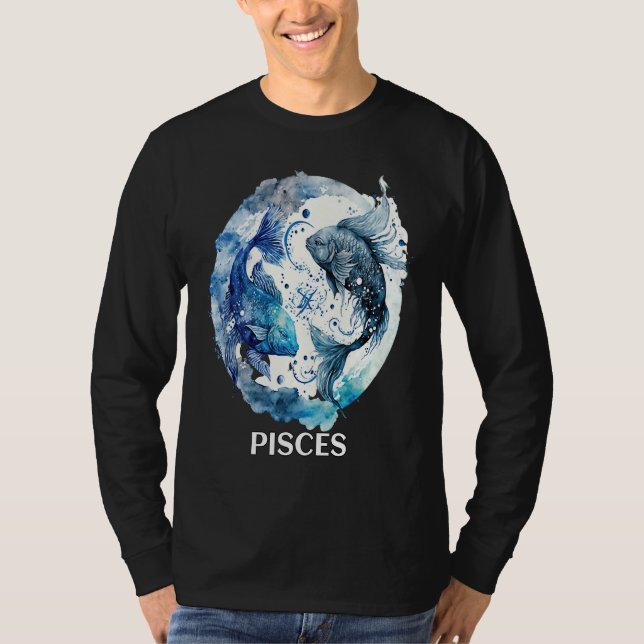 Pisces 2 Fishes Zodiac Sign Astrological Water Nep T Shirt (Framsida)