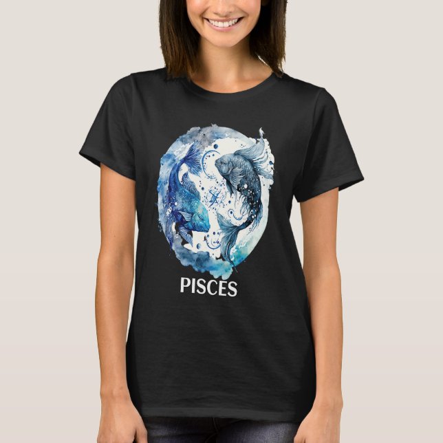 Pisces 2 Fishes Zodiac Sign Astrological Water Nep T Shirt (Framsida)