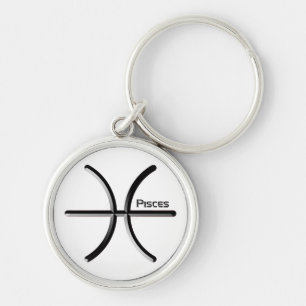 PISCES, Abstrakt utformning av Zodiac-signalen, T- Rund Silverfärgad Nyckelring