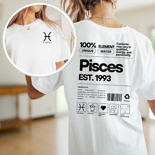 Pisces Anpassningsbar Zodiac Astrology Birthday T Shirt (Skapare uppladdad)