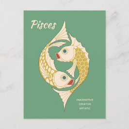Pisces Art nouveau Zodiac-tecken CC1264 Astrology Vykort