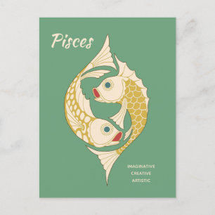 Pisces Art nouveau Zodiac-tecken CC1264 Astrology Vykort