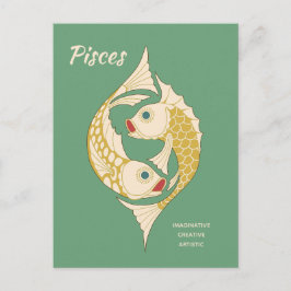 Pisces Art nouveau Zodiac-tecken CC1264 Astrology Vykort