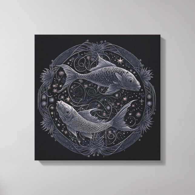 Pisces Astrological Sign Feb 19-Mars 20 Canvastryck (Framsida)