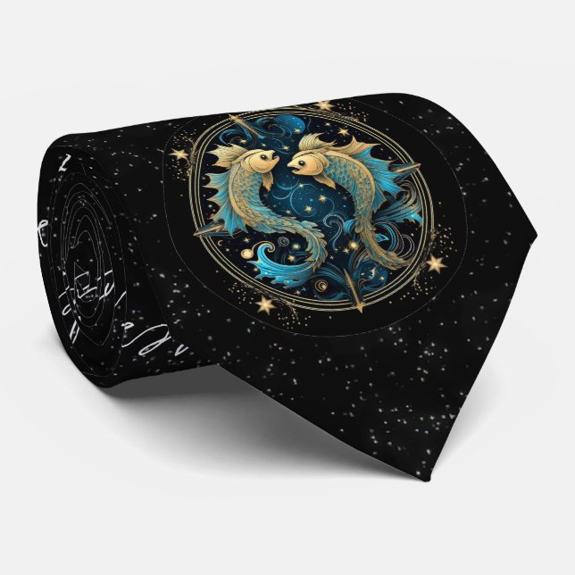 Pisces Astrological Sign Zodiac Neck Tie Slips (Rullad)