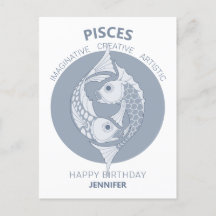 Pisces Astrology Art nouveau CC0026 Grattis på föd