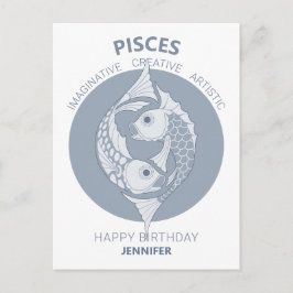 Pisces Astrology Art nouveau CC0026 Grattis på föd Vykort