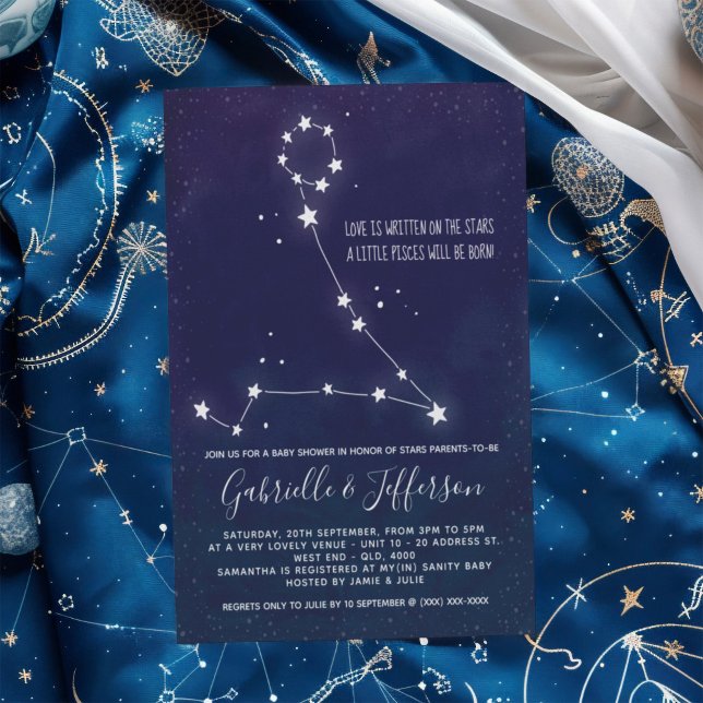 Pisces Astrology Baby Shower Inbjudningar (Celebrate with the star sign your little one will be born under. Nature takes its course.)