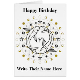 Pisces Astrology Birthday Card Feb 19-Mars 20 Hälsningskort