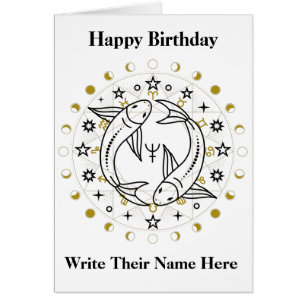 Pisces Astrology Birthday Card Feb 19-Mars 20 Hälsningskort