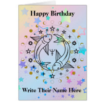 Pisces Astrology Birthday Card Feb 19-Mars 20