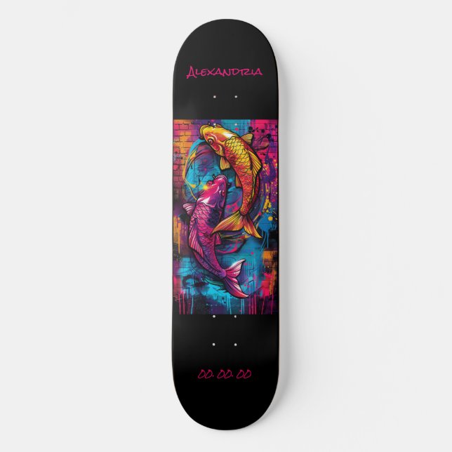 Pisces Astrology Grafiti Personalize Skateboard (Framsida)
