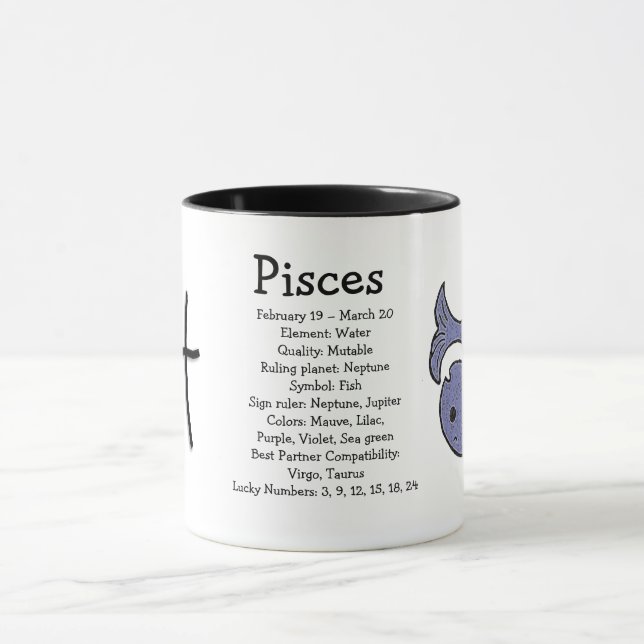 Pisces Astrology Horoscope Zodiac-tecken Mugg (Center)