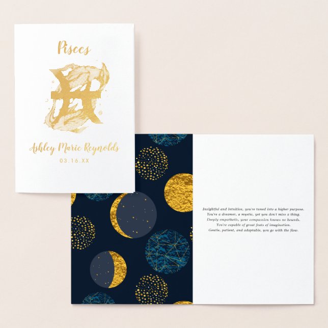 Pisces Astrology | Personlig Zodiac-tecken Folierat Kort (Display)