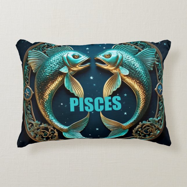 Pisces Astrology-tecken Prydnadskudde (Framsidan)