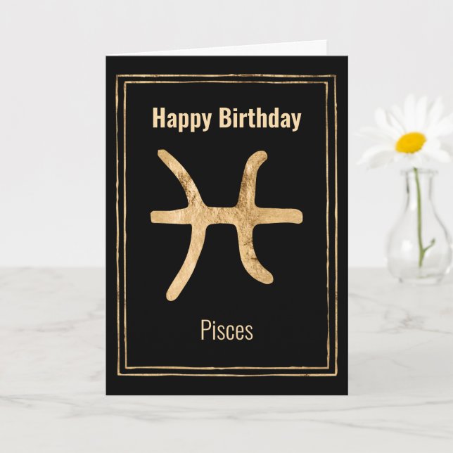 Pisces astrology zodiac guld Grattis på födelsedag Kort (Liten växt)