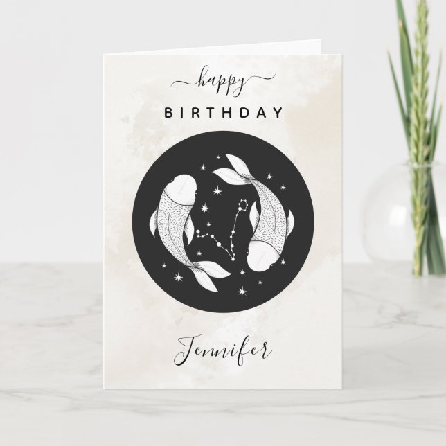 Pisces Astrology Zodiac Stjärntecken Horoscope Chi Kort (Framsida)