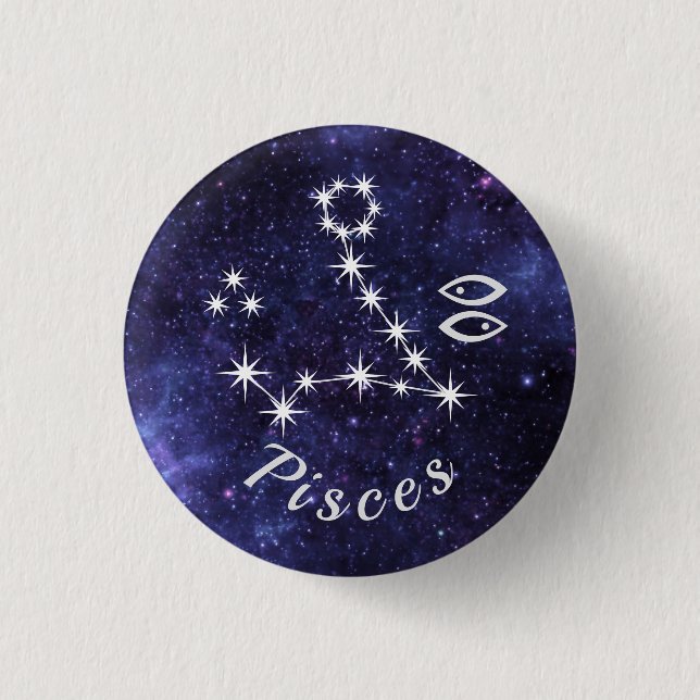Pisces Badge, Zodiac Horoscope Badge Knapp (Framsida)