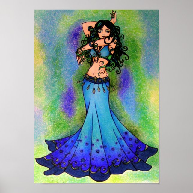 Pisces belly Dancer Astrology Sign Belly Dancing Poster (Framsidan)