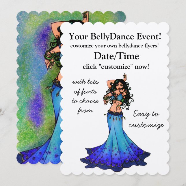Pisces Belly Dancer Inbjudningar (Fram/baksida)
