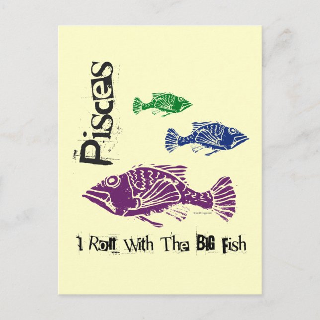 Pisces Big Fish Postcard Vykort (Framsida)