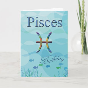 Pisces Birthday Blue Ocean fish Kort