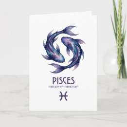Pisces Birthday Card Helgkort