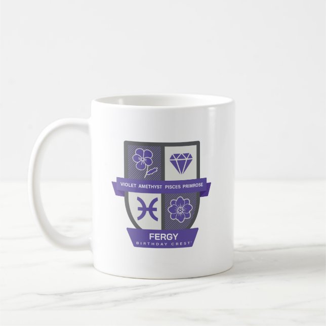 Pisces Birthday Crest™ for February 19-29 Mug Kaffemugg (Vänster)