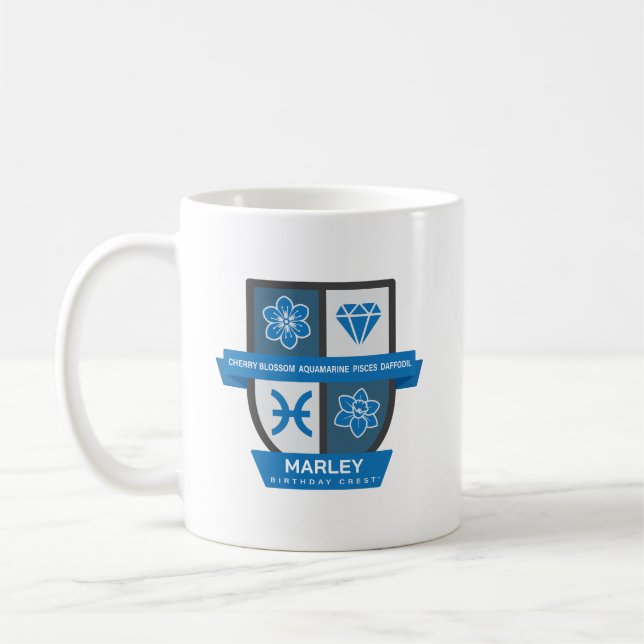 Pisces Birthday Crest™ for March 1-20 Mug Kaffemugg (Vänster)