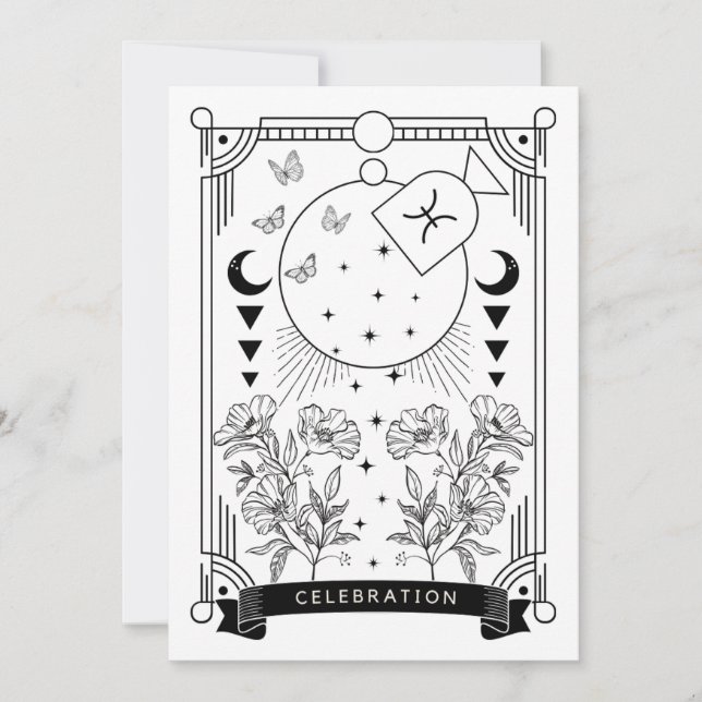 Pisces Birthday-firandeinbjudan Inbjudningar (Framsida)