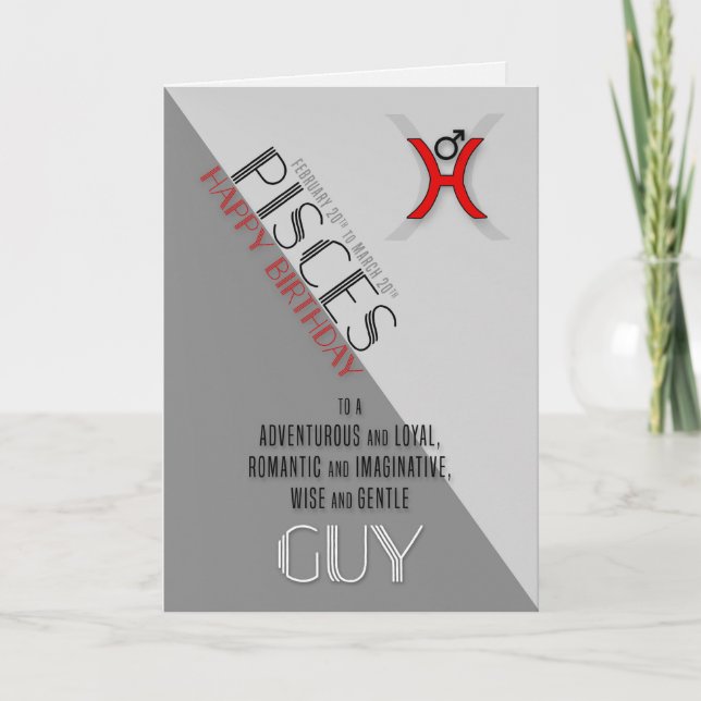 Pisces Birthday för honom 20-20 februari Kort (Framsida)
