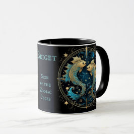 Pisces Birthday Gift Add Namn Beval Coffee Mugg