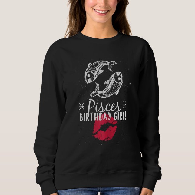 PISCES BIRTHDAY GIRL T SHIRT (Framsida)