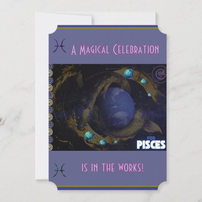 Pisces Birthday-inbjudan Inbjudningar (Framsida)
