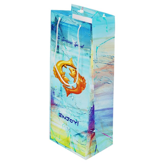 Pisces Birthday Vin Gift Bag (Framsidan Vinklad)