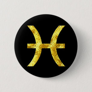 Pisces Black Guld Knapp