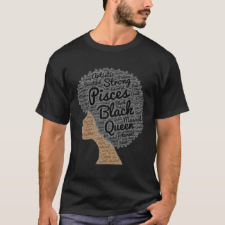 Pisces Black Queen Natural Hair för kvinnor T Shirt
