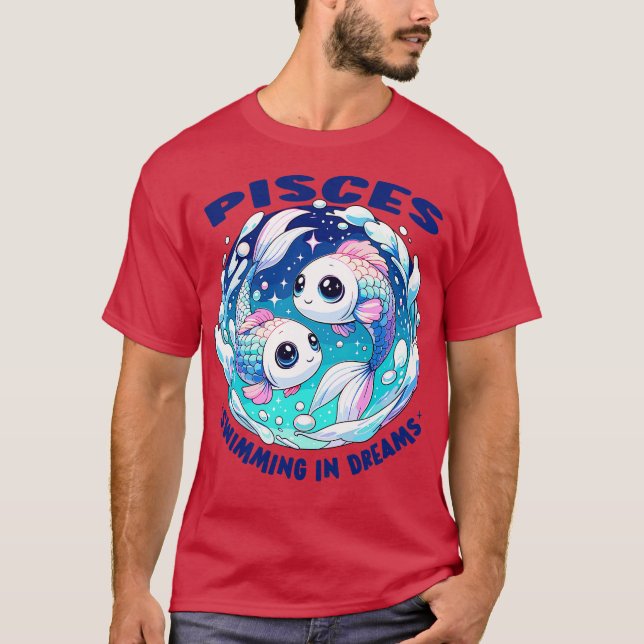 Pisces Celestial Koi Fish present T Shirt (Framsida)