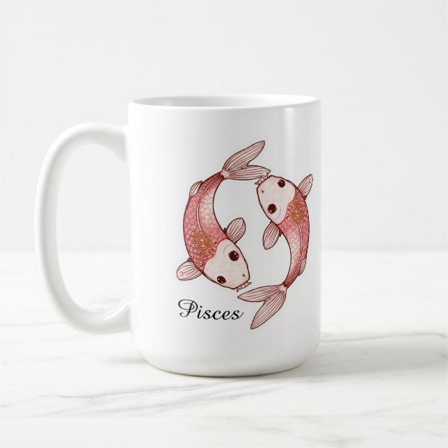 Pisces Celestial Zodiakmugg - Tvåfiskarskonst Kaffemugg (Vänster)