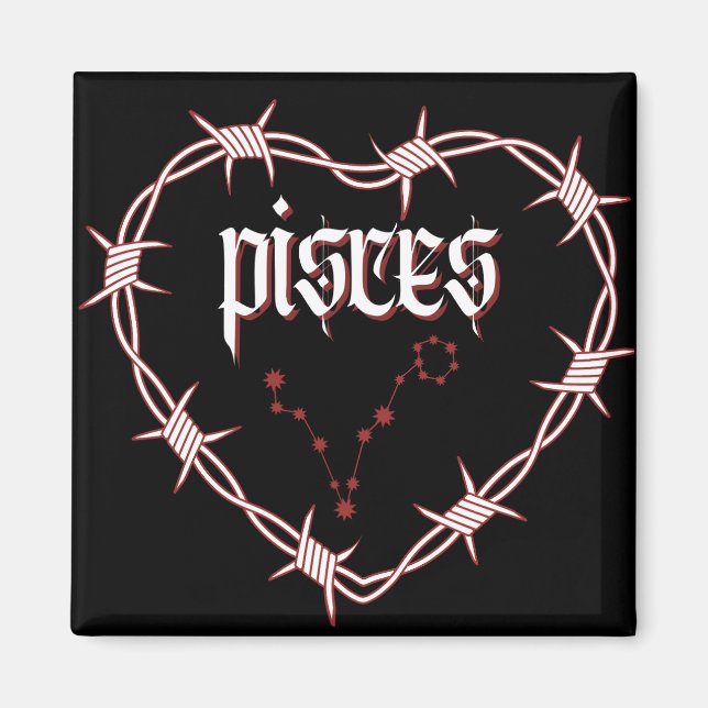 Pisces Constellation Gothic Aesthetic Barbed Wire Magnet (Framsidan)