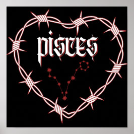 Pisces Constellation Gothic Mörk Celestial Art Poster